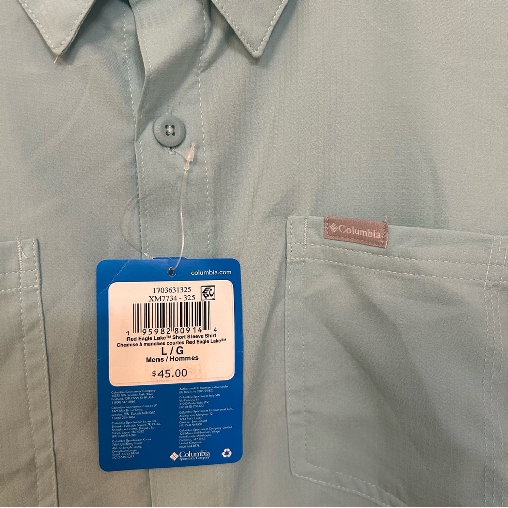 Columbia Red Eagle Lake Omni-Wick Short Sleeve Button-Up Shirt in Spray Size L - Picture 7 of 10